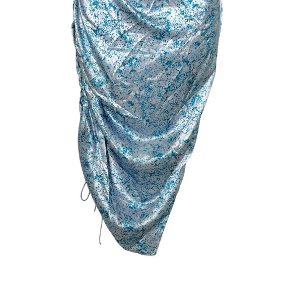 Cinq a Sept 0 Womens Sapir Dress Sky Dive Blue Slip Ruched Side Satin Party - Picture 7 of 12